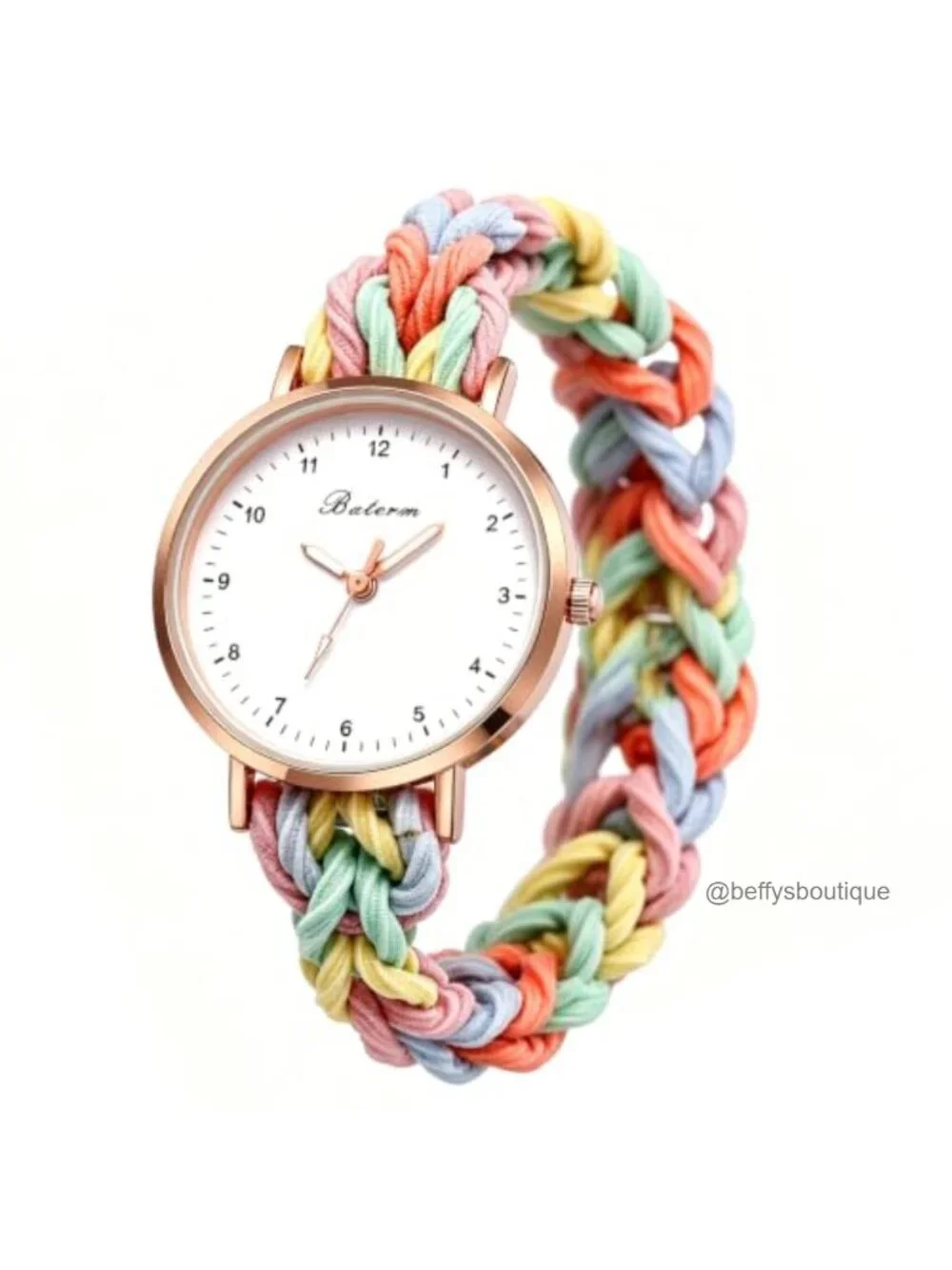 Women's Analog Quartz Wrist Watch with Elastic Stretch Nylon Rope Band